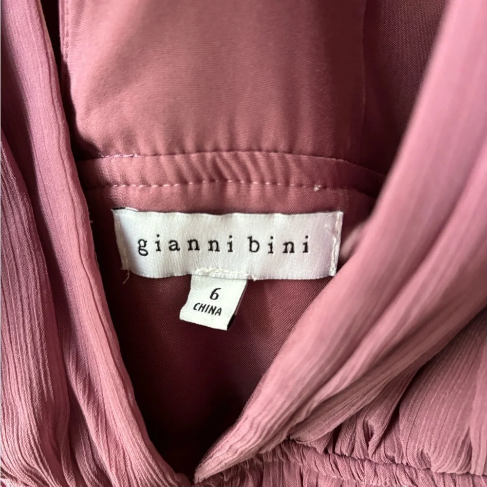 Gianni Bini Mauve Pink Maxi Dress Size 4 NWOT - Deep V Neck Long Sleeve Bohemian